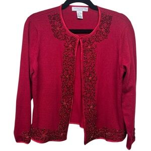 Red Beaded Cotton Cardigan ❤️Petite Large